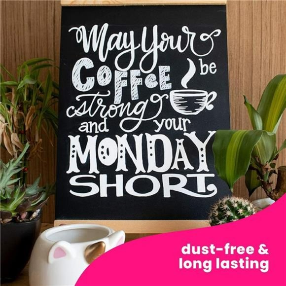 White Chalk Markers Fine Tip (4 Pack 3mm) - Wet & Dry Erase Chalk Pens - Picture 3 of 6